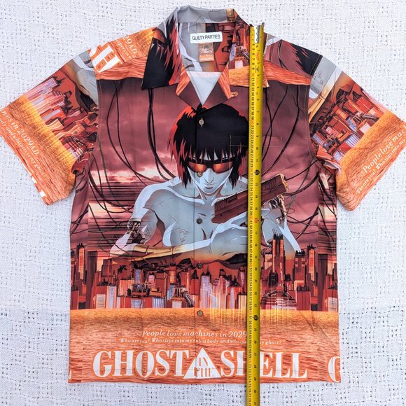 Wacko Maria Ghost in The Shell #1 Hawaiian collabo Shirt Size L Orange Color - Picture 6 of 9